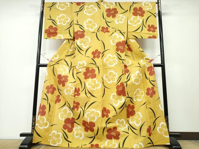 平和屋着物∴夏物 浴衣 舞草花文 ラメ糸 日本製 綿 逸品 CABD2670ng