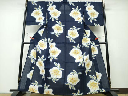 平和屋着物∴夏物 浴衣 舞花文 綿 逸品 CABD2671ng