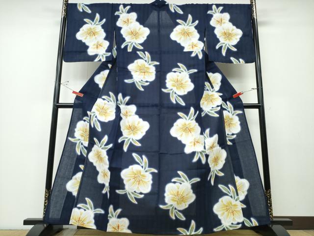平和屋着物∴夏物 浴衣 舞花文 綿 逸品 CABD2671ng