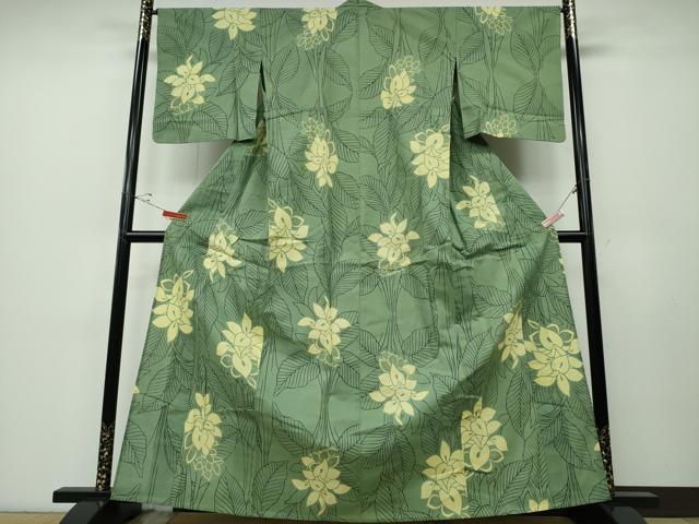 平和屋着物∴夏物 浴衣 草花文 綿 逸品 CABD2672ng