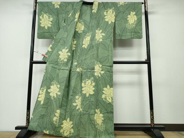平和屋着物∴夏物 浴衣 草花文 綿 逸品 CABD2672ng
