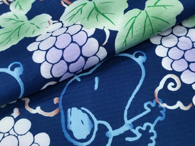 平和屋着物∴夏物 浴衣 綿紅梅 キャラクター 葡萄蔦の葉文 綿 逸品 CABD2674ng