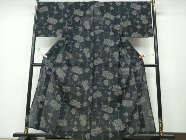 平和屋着物∴夏物 浴衣 コシノジュンコ JUNKO KOSHINO 綿紅梅 蔦の葉文 黒地 日本製 綿 逸品 CABD2675ng