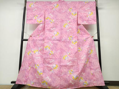 平和屋着物∴夏物 浴衣 トンボ 蜻蛉 舞菊文 綿 逸品 CABD2677ng