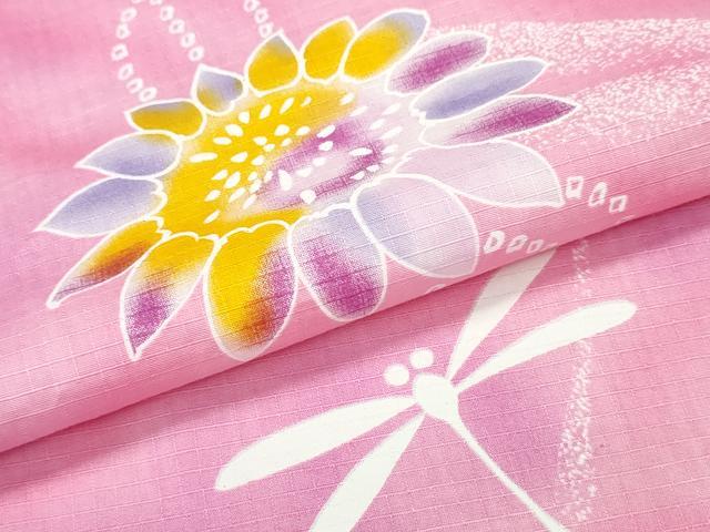 平和屋着物∴夏物 浴衣 トンボ 蜻蛉 舞菊文 綿 逸品 CABD2677ng