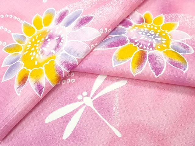 平和屋着物∴夏物 浴衣 トンボ 蜻蛉 舞菊文 綿 逸品 CABD2677ng