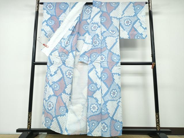 平和屋着物∴夏物 浴衣 有松鳴海絞り 切嵌舞菊文 綿 逸品 CABD2679ng