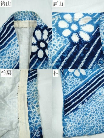 平和屋着物∴夏物 浴衣 有松鳴海絞り 斜線舞花文 綿 逸品 CABD2680ng