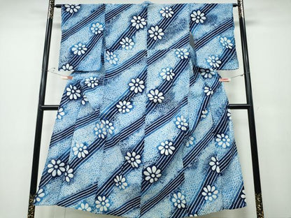 平和屋着物∴夏物 浴衣 有松鳴海絞り 斜線舞花文 綿 逸品 CABD2680ng