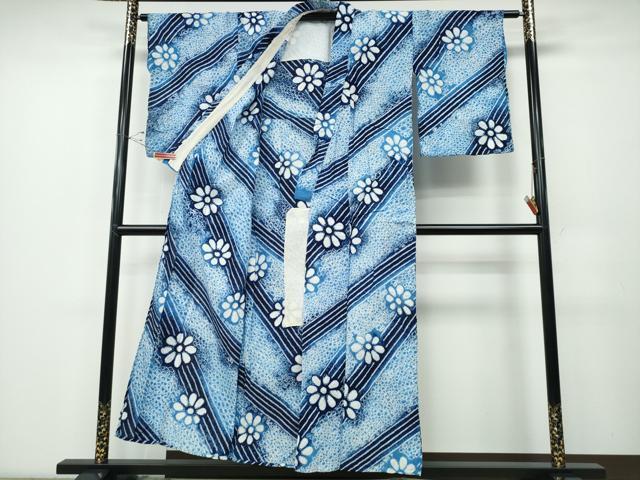 平和屋着物∴夏物 浴衣 有松鳴海絞り 斜線舞花文 綿 逸品 CABD2680ng