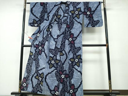 平和屋着物∴夏物 浴衣 有松鳴海絞り 流水舞花文 綿 逸品 CABD2681ng