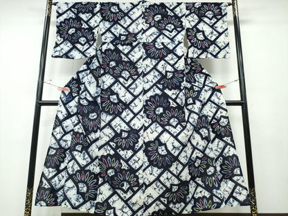 平和屋着物∴夏物 浴衣 有松鳴海絞り 檜垣菊文 綿 逸品 CABD2682ng