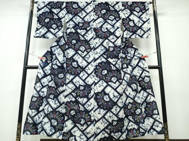 平和屋着物∴夏物 浴衣 有松鳴海絞り 檜垣菊文 綿 逸品 CABD2682ng