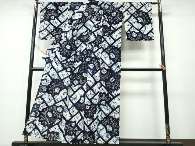 平和屋着物∴夏物 浴衣 有松鳴海絞り 檜垣菊文 綿 逸品 CABD2682ng