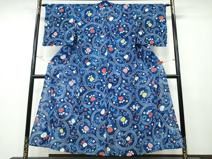 平和屋着物∴夏物 浴衣 有松鳴海絞り 花唐草文 綿 逸品 CABD2686ng