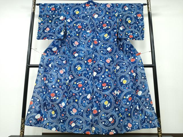 平和屋着物∴夏物 浴衣 有松鳴海絞り 花唐草文 綿 逸品 CABD2686ng