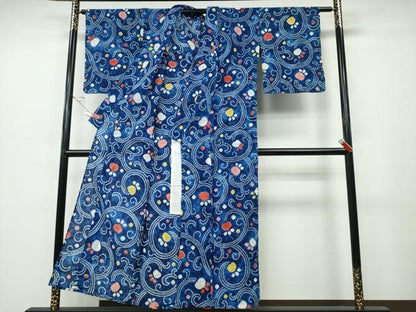 平和屋着物∴夏物 浴衣 有松鳴海絞り 花唐草文 綿 逸品 CABD2686ng