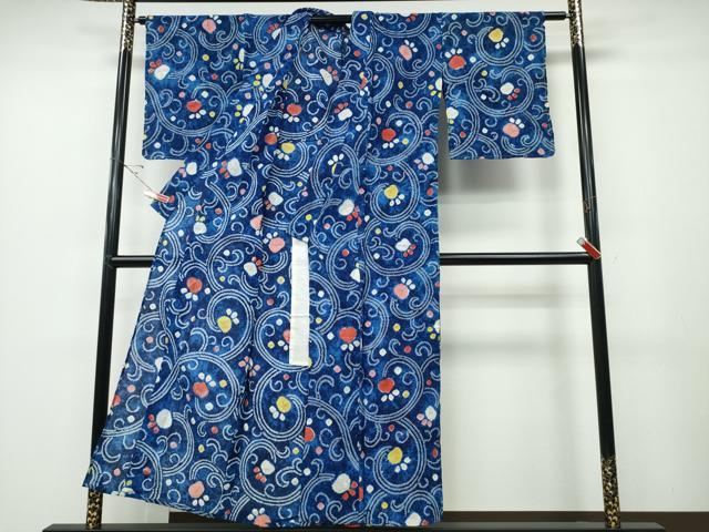 平和屋着物∴夏物 浴衣 有松鳴海絞り 花唐草文 綿 逸品 CABD2686ng