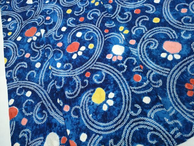 平和屋着物∴夏物 浴衣 有松鳴海絞り 花唐草文 綿 逸品 CABD2686ng