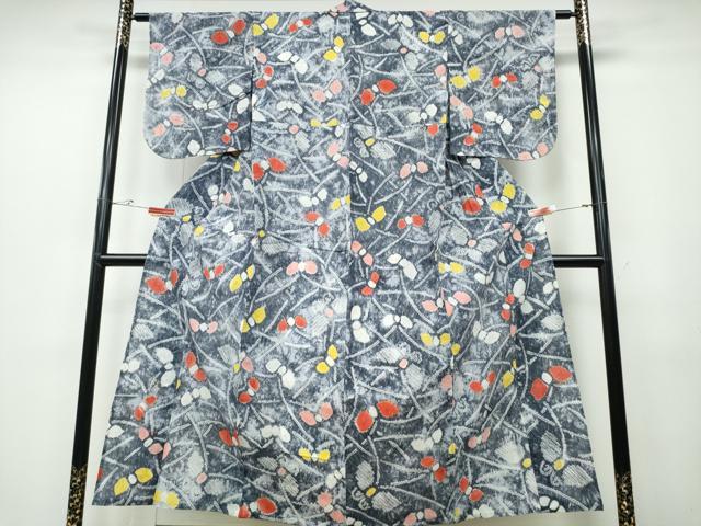 平和屋着物∴夏物　浴衣　有松鳴海絞り　芝草舞蝶文　綿　逸品　CABD2687ng