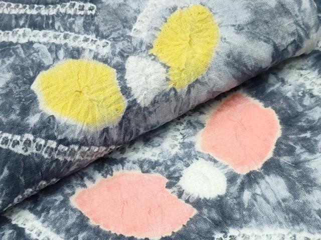 平和屋着物∴夏物　浴衣　有松鳴海絞り　芝草舞蝶文　綿　逸品　CABD2687ng