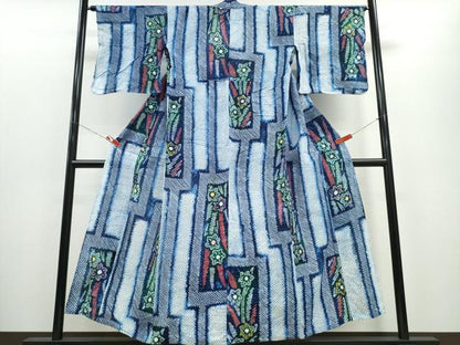 平和屋着物∴夏物 浴衣 有松鳴海絞り 飾花文 綿 逸品 CABD2688ng