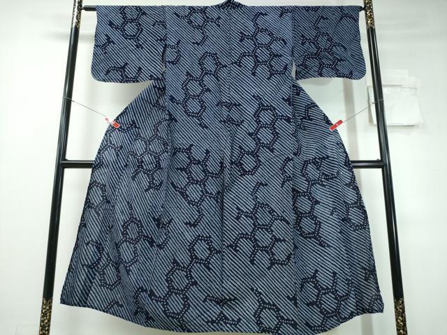 平和屋着物∴夏物 浴衣 有松鳴海絞り 斜線吉祥文様 綿 逸品 CABD2691ng