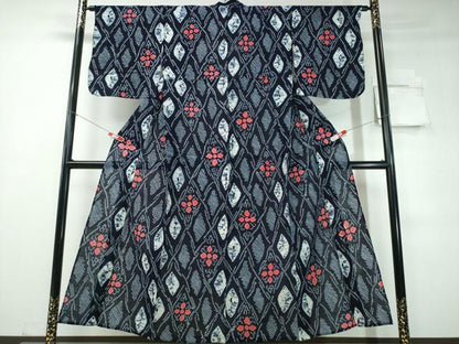 平和屋着物∴夏物 浴衣 有松鳴海絞り 花菱文 綿 逸品 CABD2693ng