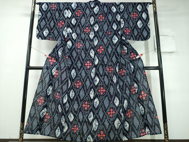 平和屋着物∴夏物 浴衣 有松鳴海絞り 花菱文 綿 逸品 CABD2693ng
