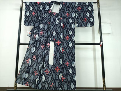 平和屋着物∴夏物 浴衣 有松鳴海絞り 花菱文 綿 逸品 CABD2693ng