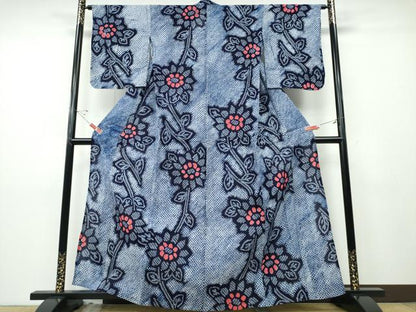 平和屋着物∴夏物 浴衣 有松鳴海絞り 枝菊文 綿 逸品 CABD2697ng