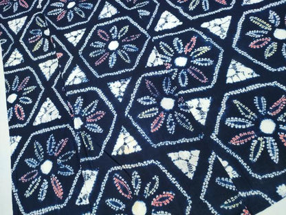 平和屋着物∴夏物 浴衣 有松鳴海絞り 亀甲花文 綿 逸品 CABD2699ng