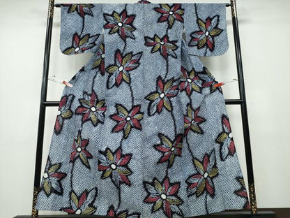 平和屋着物∴夏物 浴衣 有松鳴海絞り 舞花文 綿 逸品 未使用 CABD2701ng