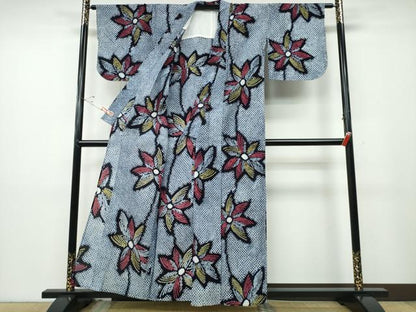 平和屋着物∴夏物 浴衣 有松鳴海絞り 舞花文 綿 逸品 未使用 CABD2701ng