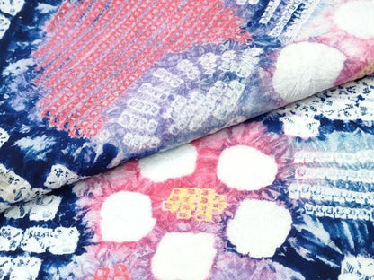 平和屋着物∴夏物 浴衣 有松鳴海絞り 団扇花文 綿 逸品 未使用 CABD2706ng