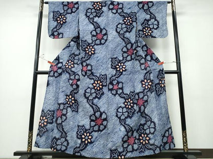 平和屋着物∴夏物 浴衣 有松鳴海絞り 蔦の葉花文 綿 逸品 CABD2707ng