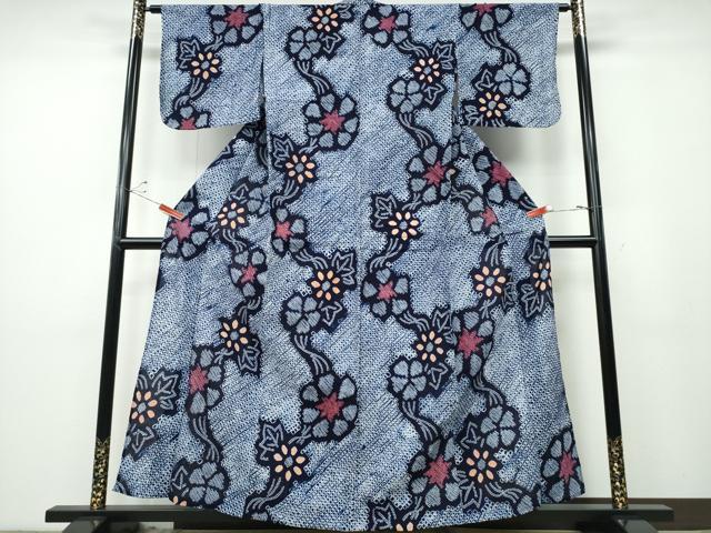 平和屋着物∴夏物 浴衣 有松鳴海絞り 蔦の葉花文 綿 逸品 CABD2707ng