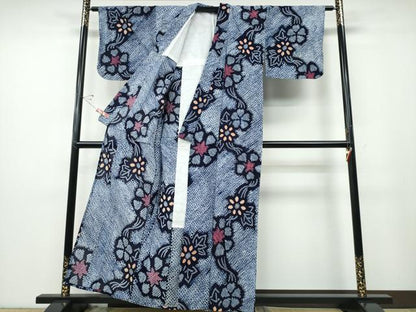 平和屋着物∴夏物 浴衣 有松鳴海絞り 蔦の葉花文 綿 逸品 CABD2707ng