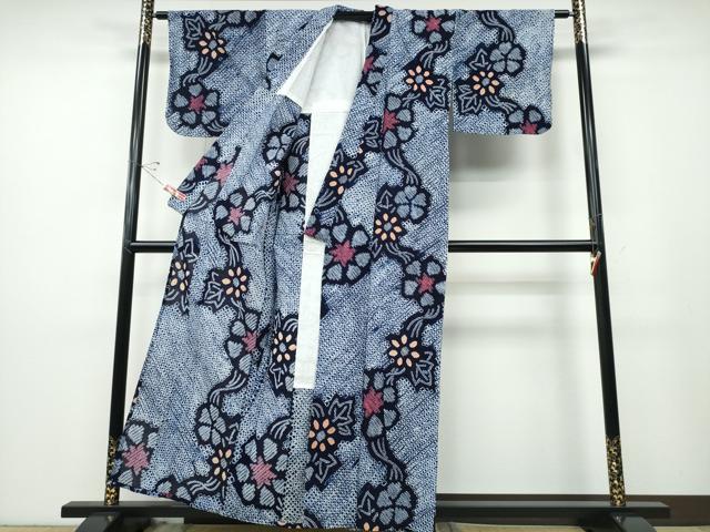 平和屋着物∴夏物 浴衣 有松鳴海絞り 蔦の葉花文 綿 逸品 CABD2707ng