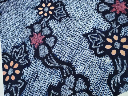 平和屋着物∴夏物 浴衣 有松鳴海絞り 蔦の葉花文 綿 逸品 CABD2707ng