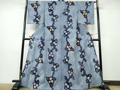 平和屋着物∴夏物 浴衣 有松鳴海絞り 朝顔 綿 逸品 未使用 CABD2709ng