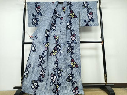 平和屋着物∴夏物 浴衣 有松鳴海絞り 朝顔 綿 逸品 未使用 CABD2709ng
