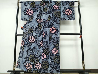 平和屋着物∴夏物 浴衣 有松鳴海絞り 枝牡丹 西武扱い 綿 逸品 CABD2710ng