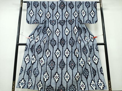 平和屋着物∴夏物 浴衣 有松鳴海絞り 花菱間道 綿 逸品 未使用 CABD2711ng