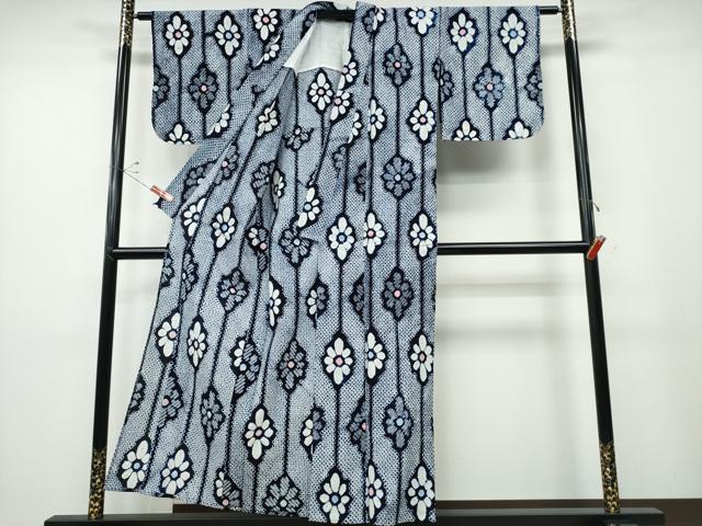 平和屋着物∴夏物 浴衣 有松鳴海絞り 花菱間道 綿 逸品 未使用 CABD2711ng
