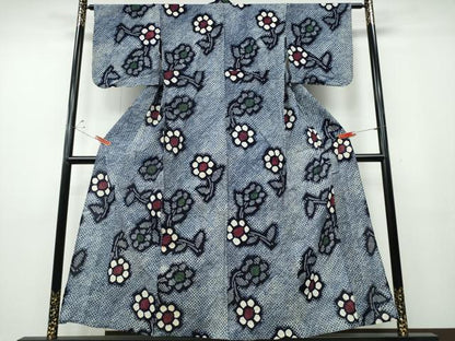 平和屋着物∴夏物 浴衣 有松鳴海絞り 舞草花文 綿 逸品 CABD2712ng