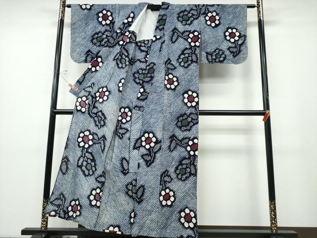 平和屋着物∴夏物 浴衣 有松鳴海絞り 舞草花文 綿 逸品 CABD2712ng