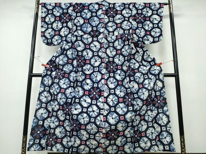 平和屋着物∴夏物　浴衣　有松鳴海絞り　蜀江花文　綿　逸品　CABD2714ng