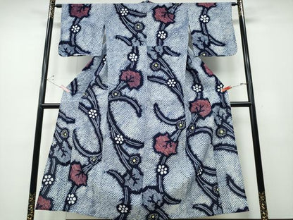 平和屋着物∴夏物 浴衣 有松鳴海絞り 草花文 綿 逸品 CABD2716ng