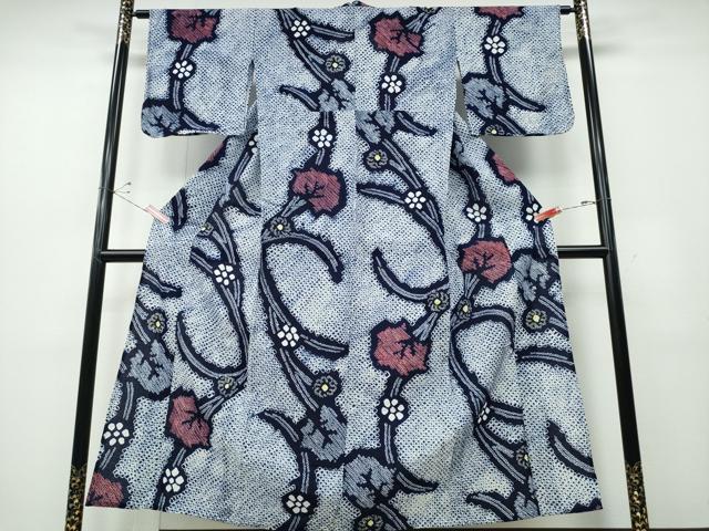 平和屋着物∴夏物 浴衣 有松鳴海絞り 草花文 綿 逸品 CABD2716ng